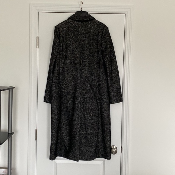 Banana Republic Factory long wool/poly coat. Black gray heather. Size S. EUC - Picture 5 of 8